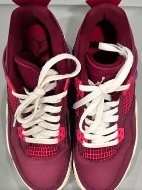 Jordan Retro Sneakers in Burgundy with Pink Highlights